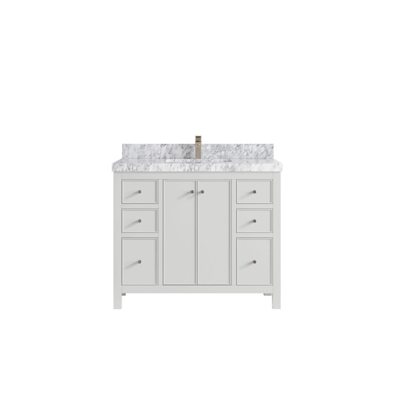 Meuble-lavabo simple 42 po avec plateau Chicago, Marbre de Carrare