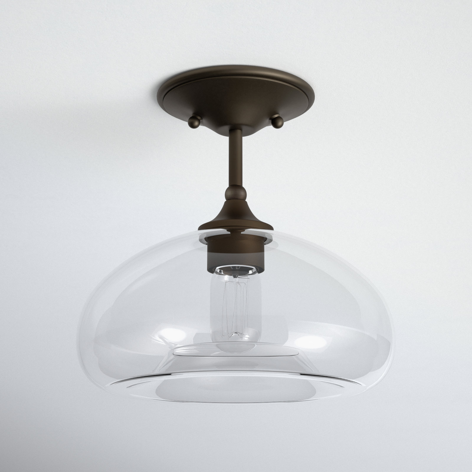 Lani Single Light Glass Semi Flush Mount, Oil Rubbed Bronze