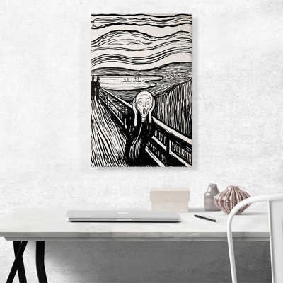 " The Scream Black And White 1895 " by Edvard Munch Painting Print