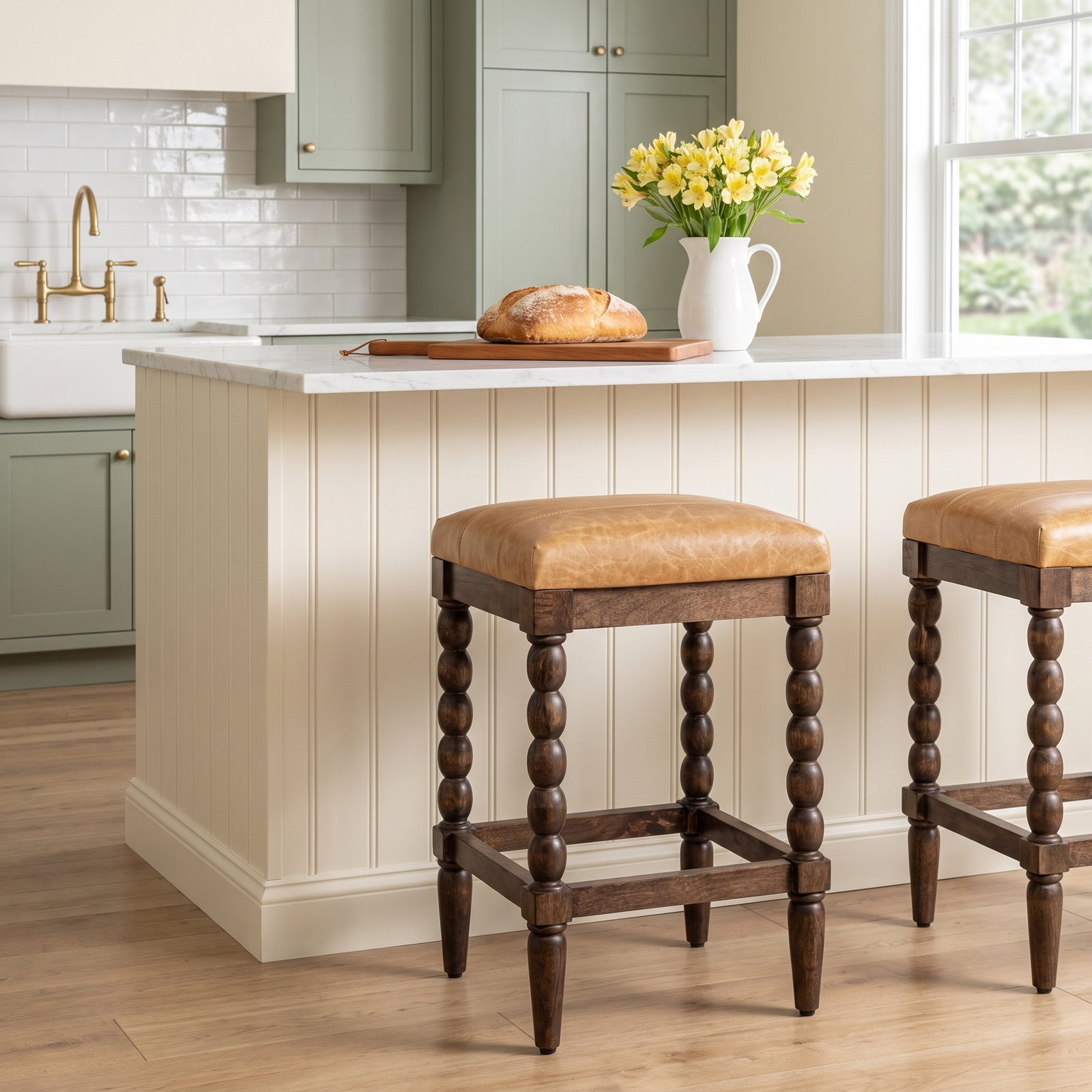 Whitmore 26" Genuine Leather Counter Stool