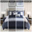 Édredon grand bleu marine - édredon brodé rembourré de literie 8 pièces, taies décoratives, coussins décoratifs Euro 2 Design élégant pour chambre à coucher Broderie lavable à la machine avec style hôtel et décoration facile à coordonner-121305263-121305266