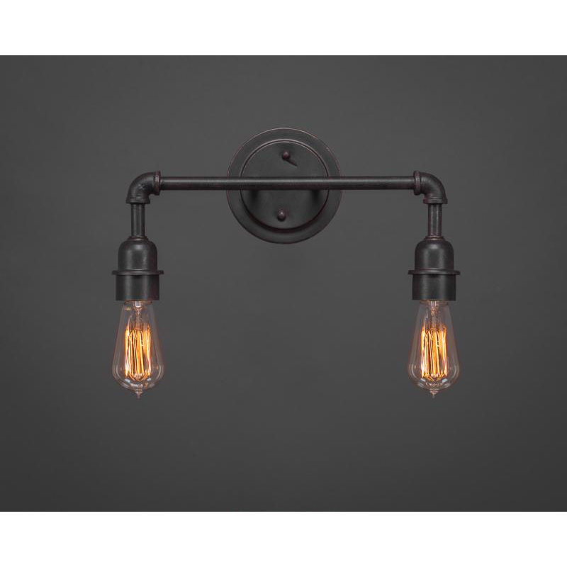 Barre d'éclairage de salle de bain 2 lumières Eilif Vintage avec ampoule ambre antique de 60 watts, Granit foncé