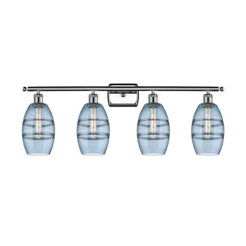 Éclairage pour meuble-lavabo 4 lumières 36 po Ballston - Dundrod, Bleu princesse, Chrome poli