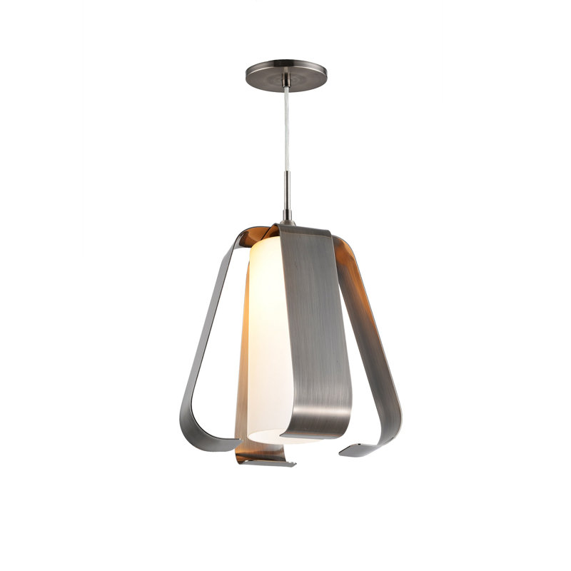 Luminaire suspendu géométrique 1 lumières unique Bent, Nickel antique