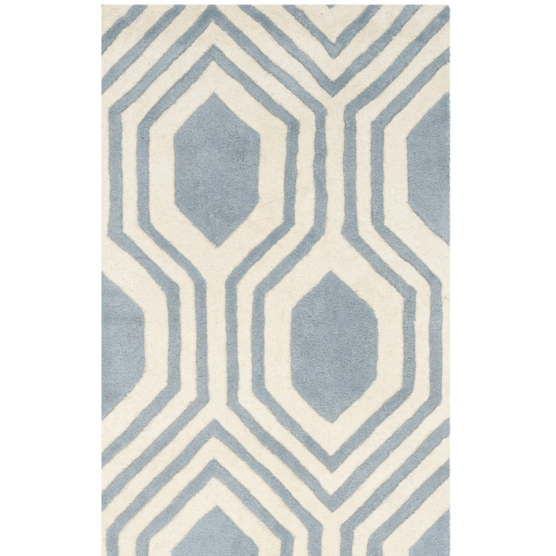 Deedie Hand Tufted Wool Geometric Rug, Square 5'