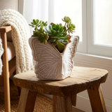 Ceramic Stoneware Planter with Embossed Butterfly Design and Sculpted Wings for Decorative Display
