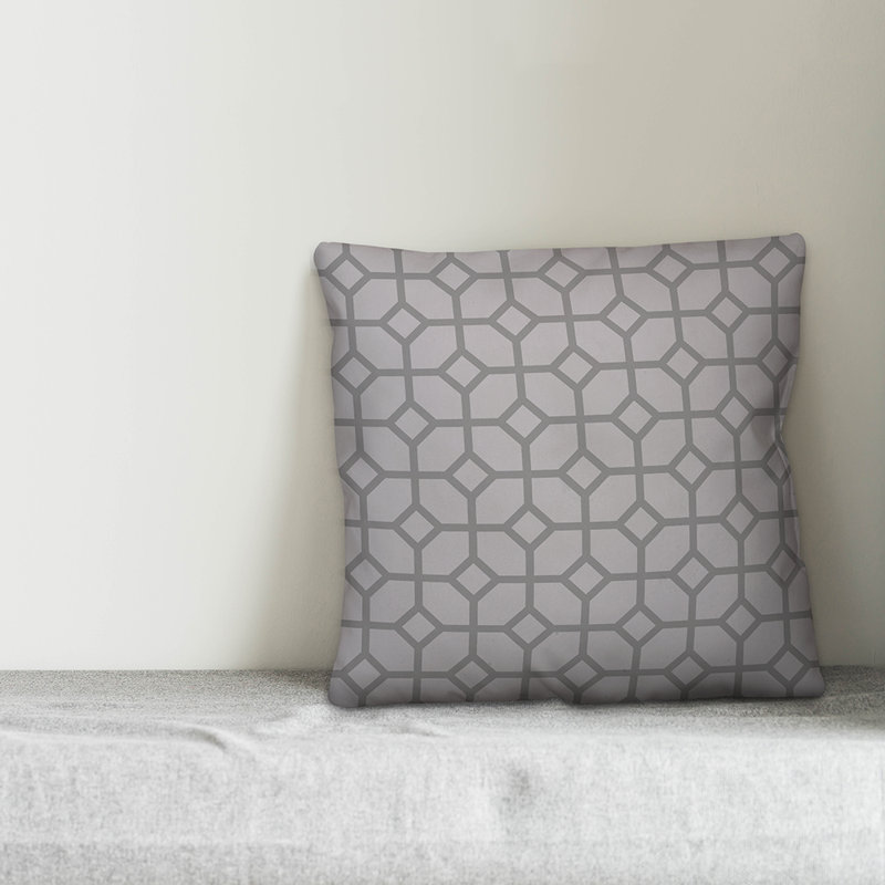 Coussin décoratif géométrique , 16 po x 1 po, Gris, Pas de bourre