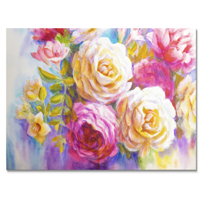 Pivoines et roses Bouquet II - reproduction sur toile