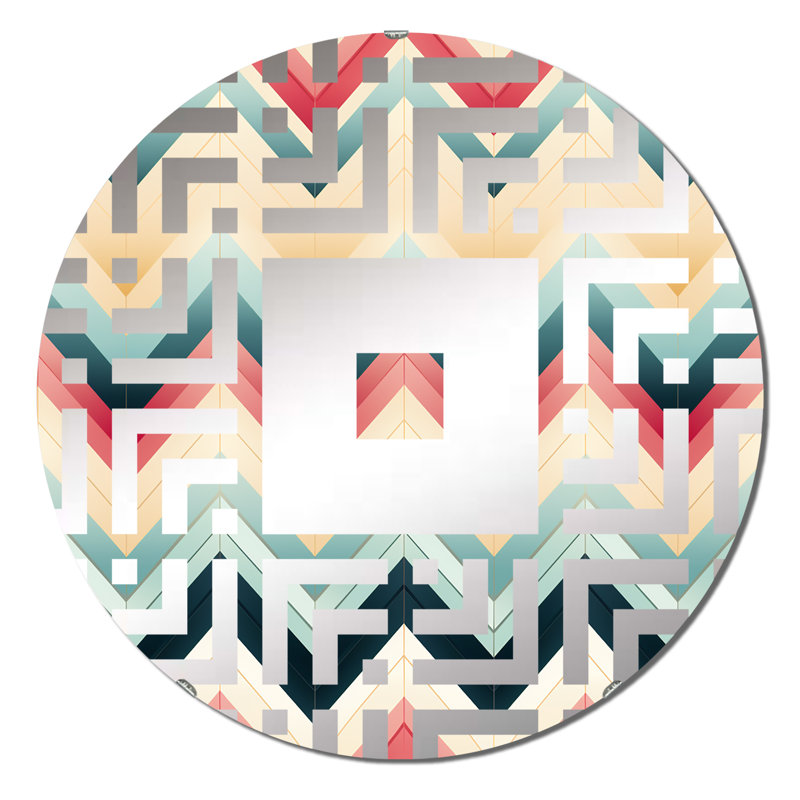 Ivory Boho Accents Chevron - Square Wall Mirror, 31.4" x 31.4"