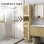 Armoire de salle de bain haute avec portes en rotin, armoire de rangement autoportante avec tablettes réglables, chêne vieilli-2082553566