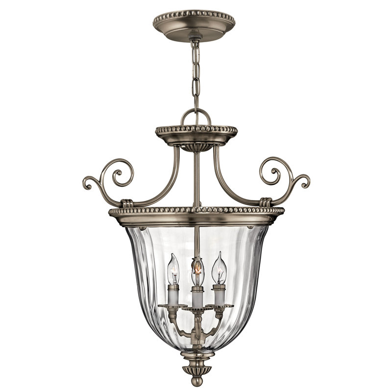 Oxford 3-Light Single Urn Pendant, 22.5" x 21.5", Burnished Brass