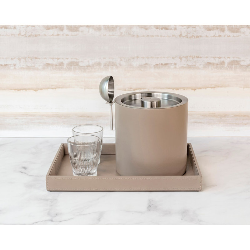 London Leather / Faux Leather Tray - Set of 4, Stone