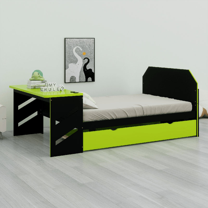 Lit de jour en bois avec couchette, Vert