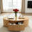 47.24" MDF Coffee Table, Natural Oval Center Table With Drawer For Living Room Condo Family Room-916575398