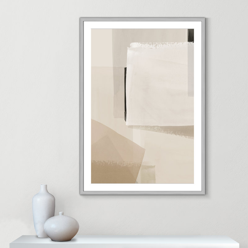 Imprimé calme et géométrique par Hazel J, 29.5'' W x 41.5'' H, Matted Print, Argent mat