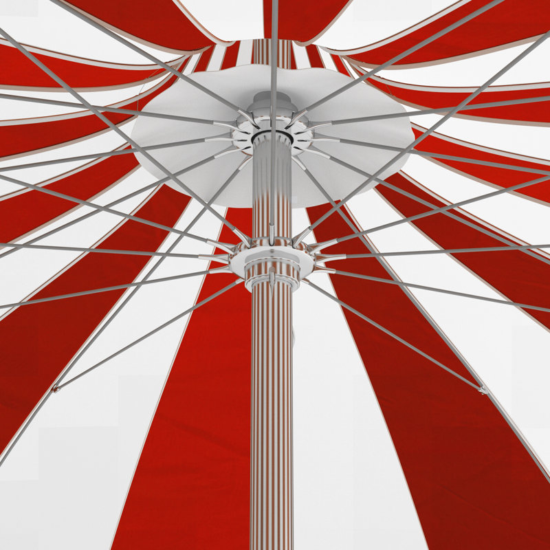 Parasol de marché rayé Tayeko, Toile Sunbrella® rouge Jockey