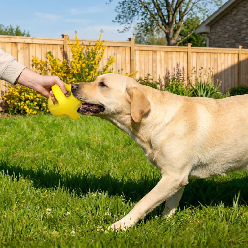 Ballon pour chien indestructible, caoutchouc naturel non toxique, jaune, 4,5 pouces
