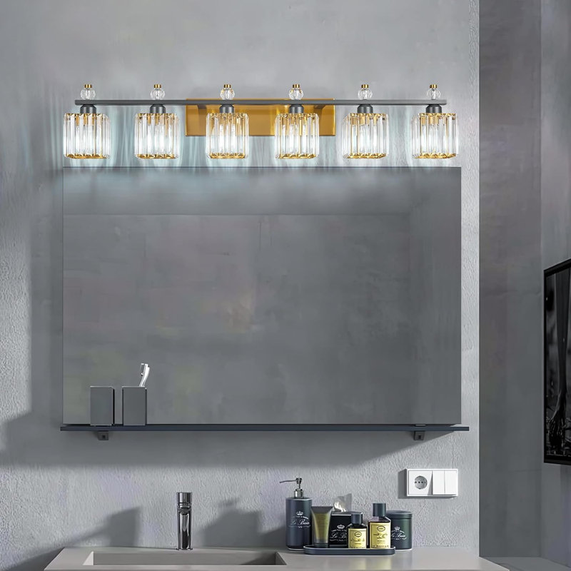 Luminaire de meuble-lavabo moderne en cristal pour éclairage de miroir de salle de bain, Laiton