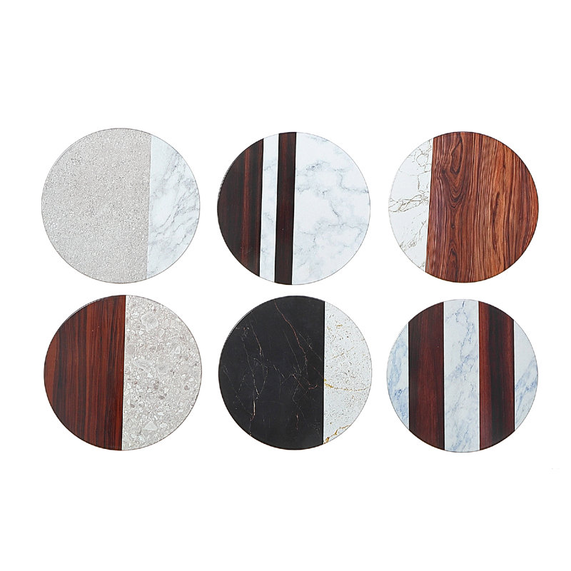 Wood Round 6 Piece Trivet Set