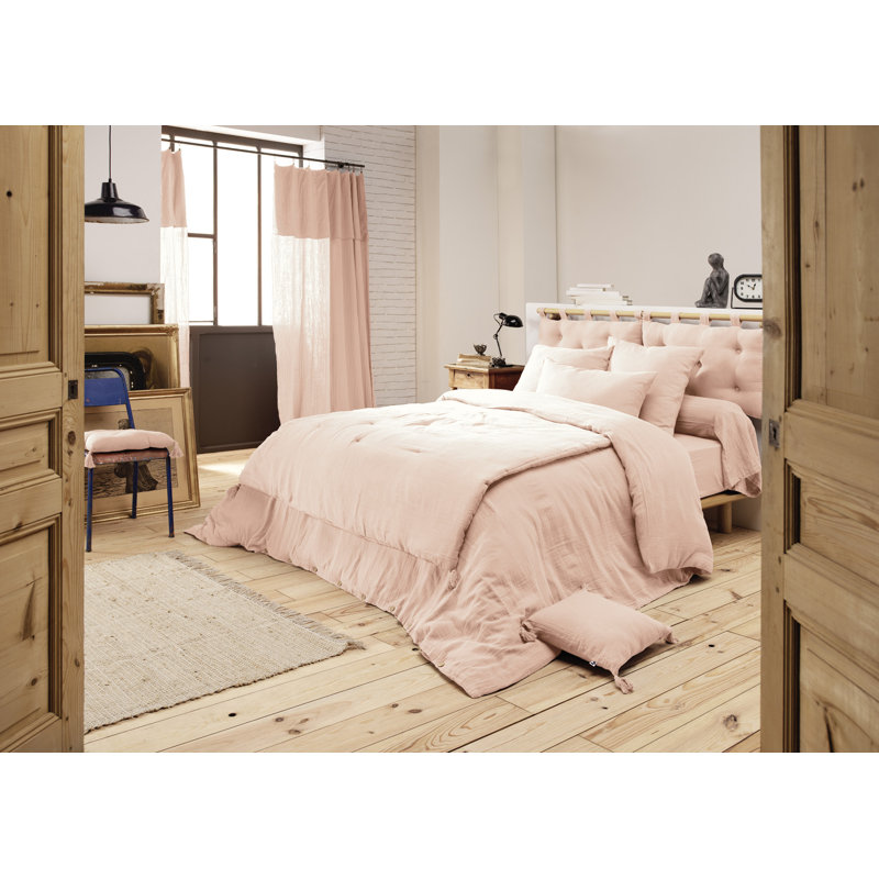 Knopp Cotton Solid Colour Duvet Cover, Pink, Super King Duvet Cover