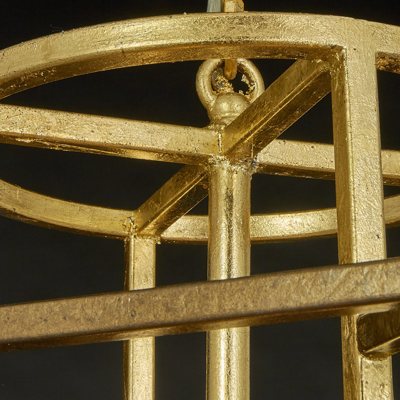 Manhattan 4 - Light Lantern Geometric Chandelier, Bronzed Brass/Gold Leaf