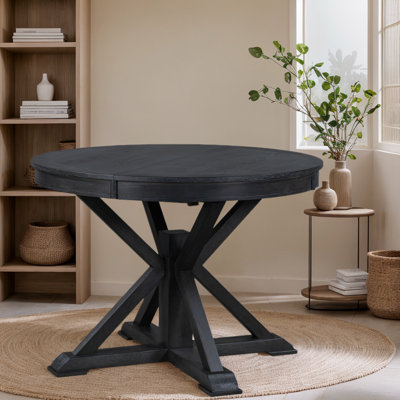 Retro Functional Extendable Dining Table With A 12" Leaf For Dining Room And Living Room