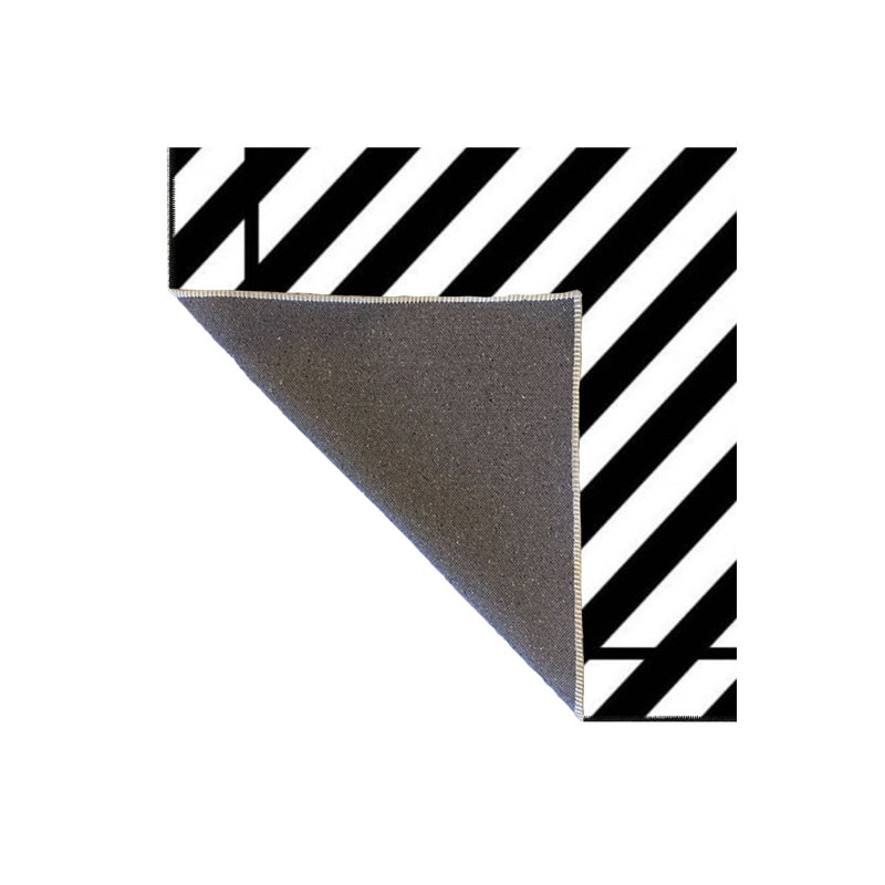 Tapis décoratif géométrique à rayures géométriques noir Cross Cross, Carré 3 pi 3 po