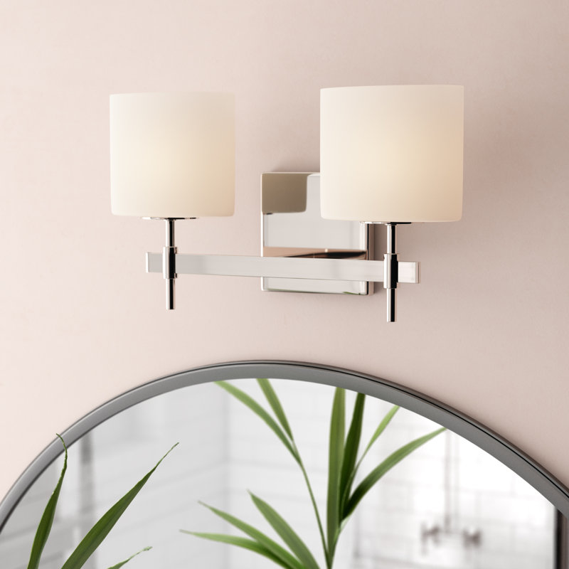 Éclairage pour meuble-lavabo 2 lumières Casson, Chrome poli, Opale, Oui