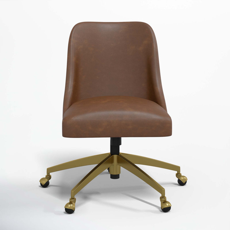 Chaise de bureau Tamieka, Similicuir performance brun délavé
