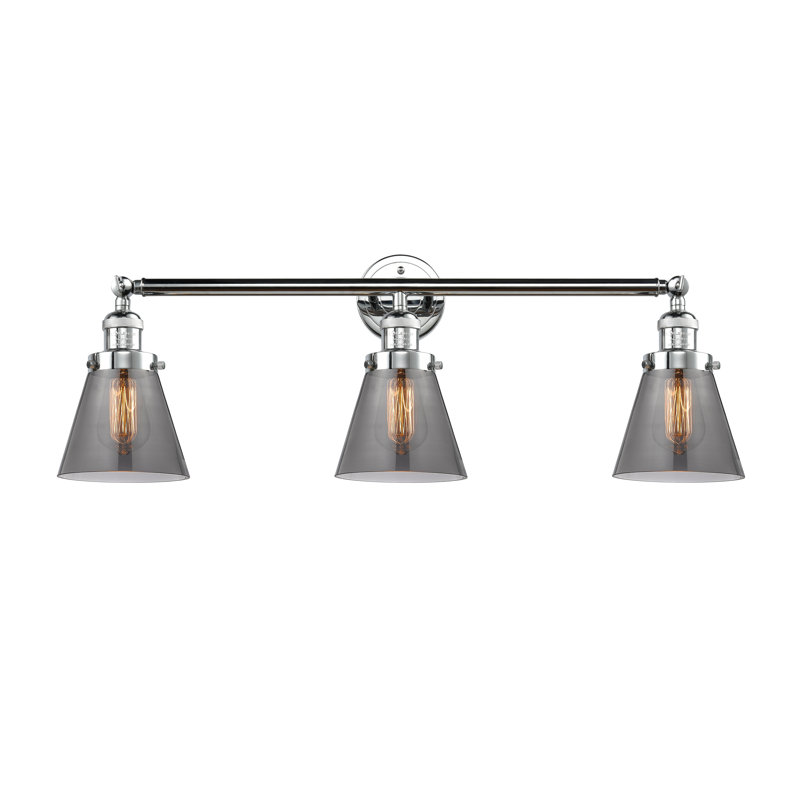 Andrews 3 - Light Dimmable Vanity Light, Smoked, Polished Chrome, 6 Watt Vinage LED Bulb