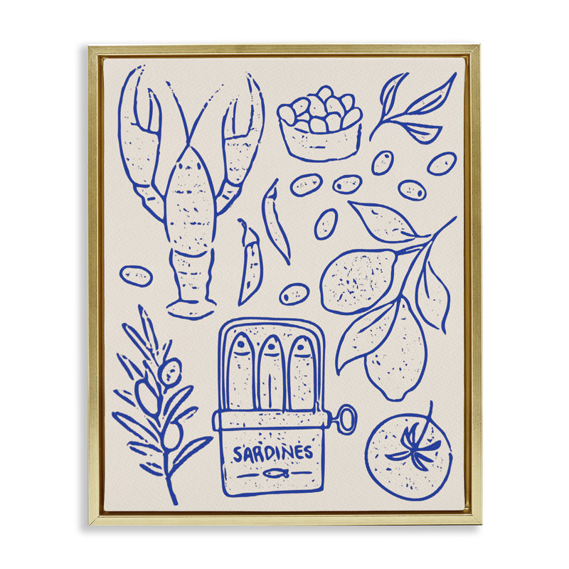 Cadre flottant fruits de mer et herbes Simplicity, design par Camila Juncos, H 31 po x l 25 po