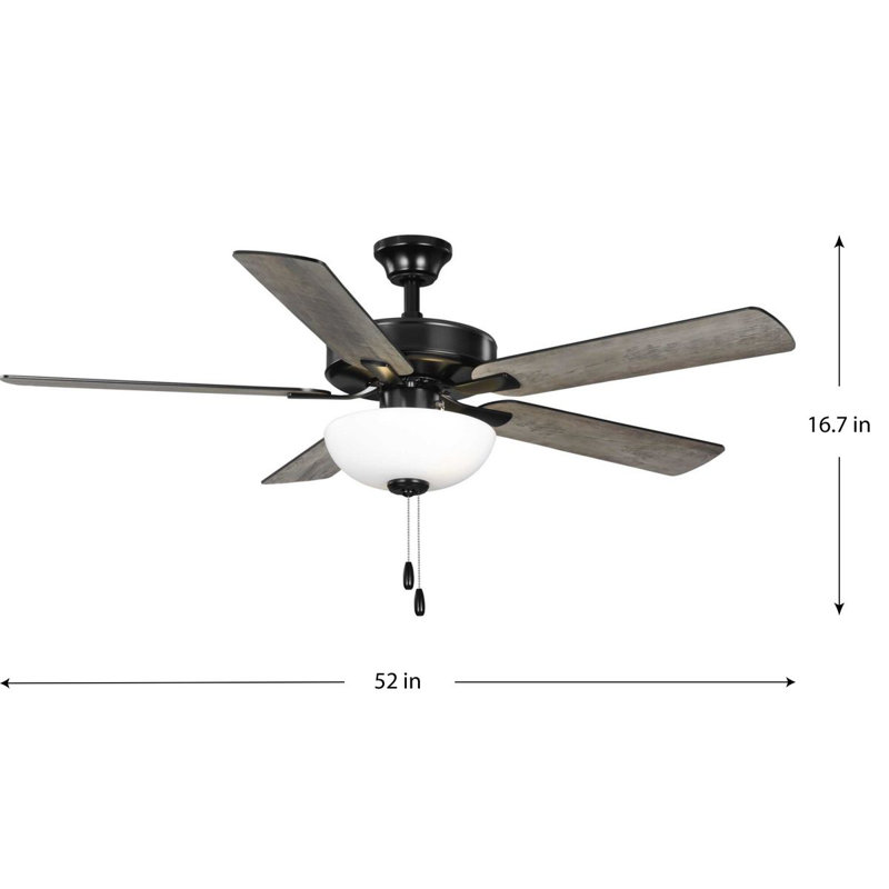 Joines 52'' Ceiling Fan with Light Kit, Matte Black