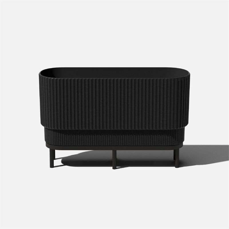 30" Black/Brown Raised Long Planter with Wooden Stand
