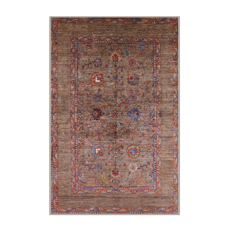 Tapis brun à motif oriental, Rectangle 7 pi x 9 pi