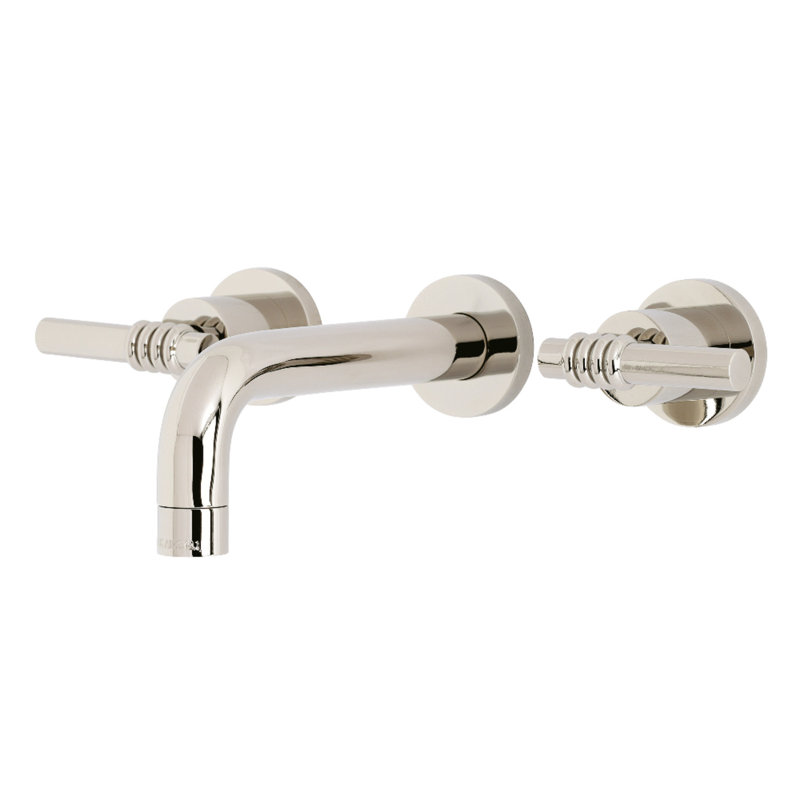 Kingston Brass Milano Two-Handle 3-Hole Wall Mount Bathroom Faucet, Polished Nickel