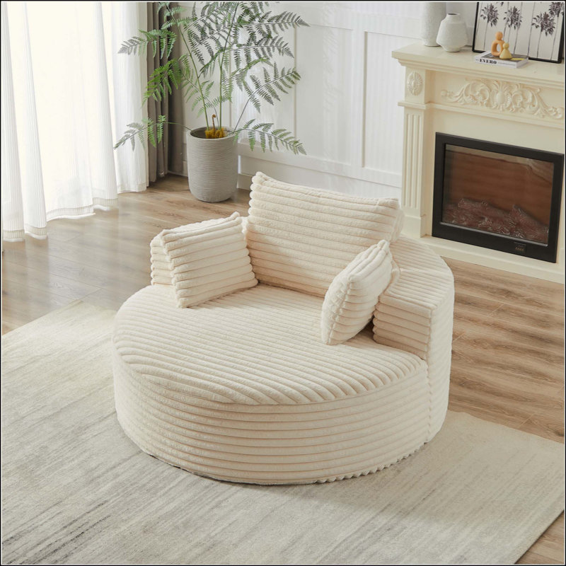 Fluffy Modern Corduroy Sofas, No Assembly Single Sleeper For Home