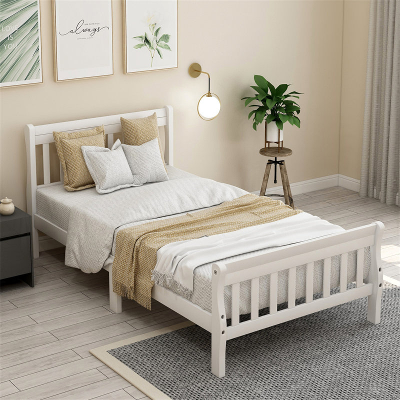 Lit plateforme Wood, Blanc