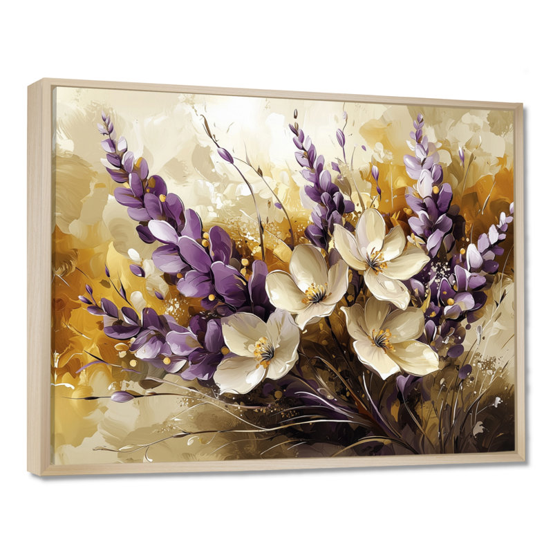 Jahanahn - Floral Canvas Art Print, H 12 po x l 20 po, Impression encadrée flottante, Argent