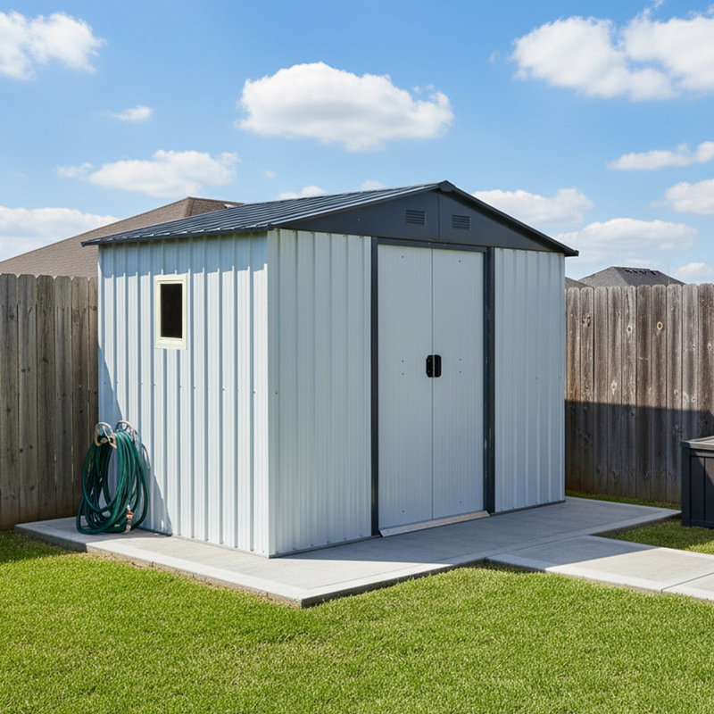 8 ft. x 4 ft. Outdoor Metal Storage Shed with Window, 51.75" H x 93" W x 74.75" D, White