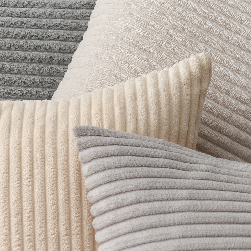Corduroy Striped Corduroy Pillow Cover Square Modern Gradient Pillow Cases for Sofa,  Decorative Cushion Cover, Neutral