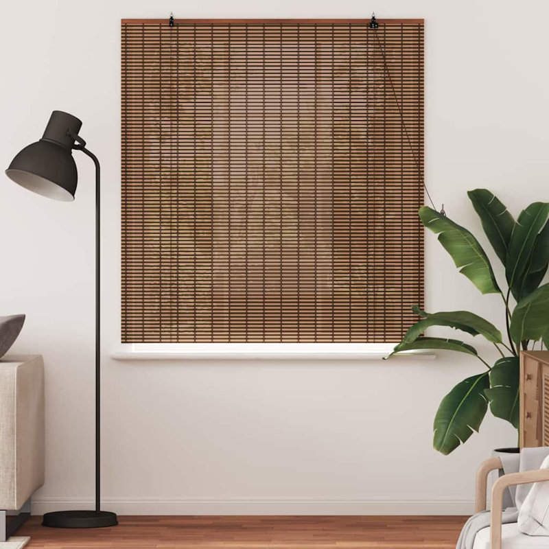 Vidaxl Window Blind With Curtains Manual Brown Bamboo, 160cm L x 140cm W