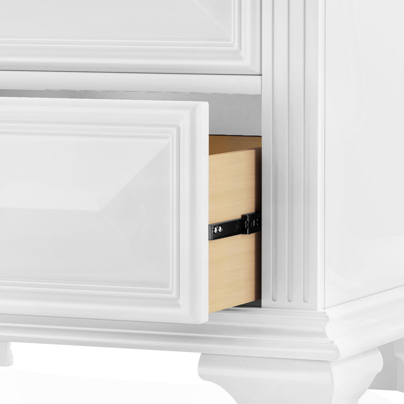Table de chevet 2 tiroirs Abner, Blanc