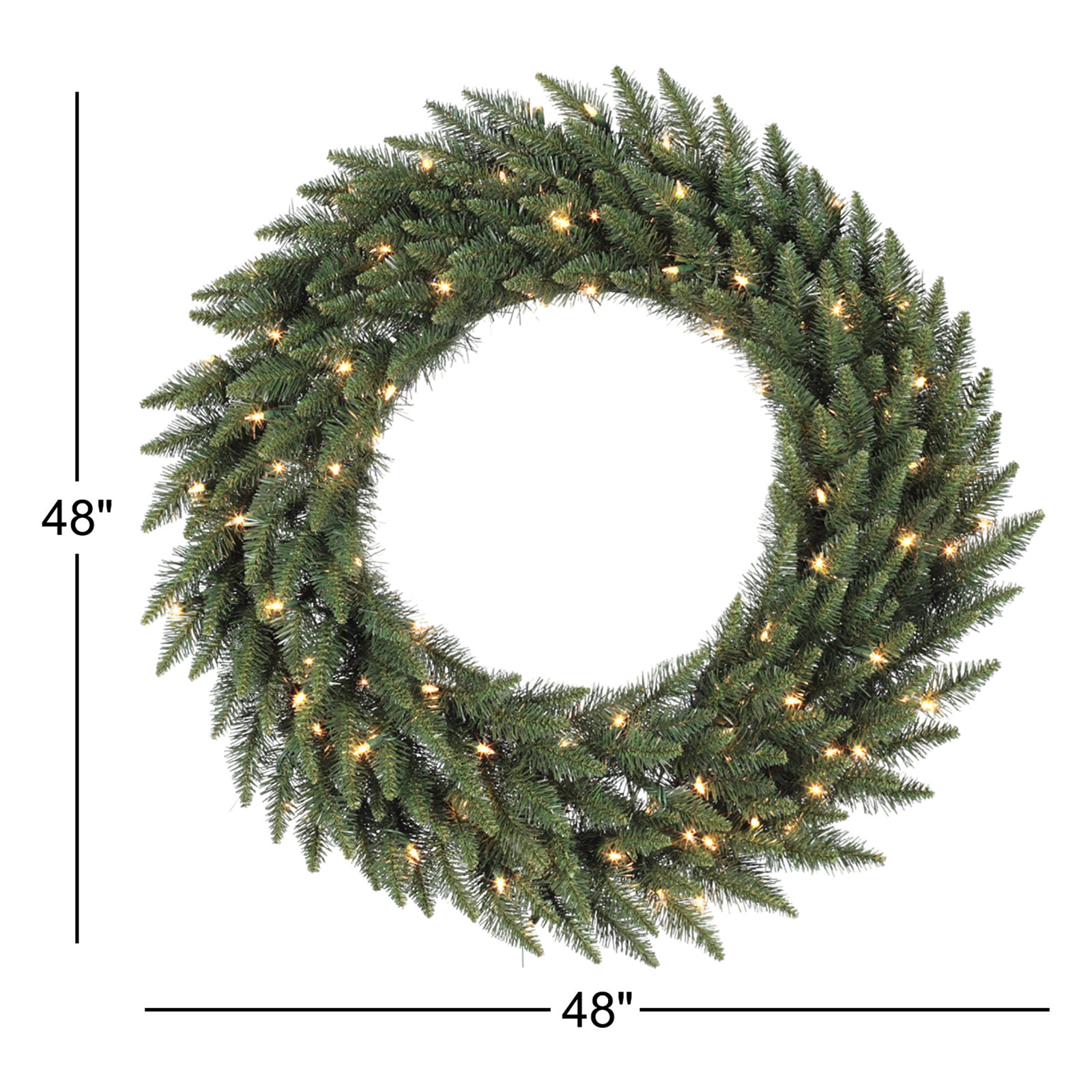 Peabody Pre-Lit Mixed Christmas Wreath, 48" H x 48" W x 3" D, Warm Clear