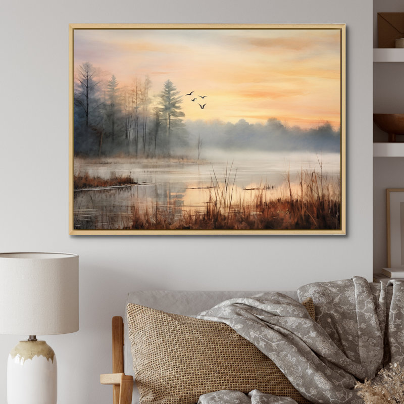 Misty Morning Sky Photo IV - Décoration murale ciel, H 16 po x l 32 po x P 1 po, Cadre naturel flottant