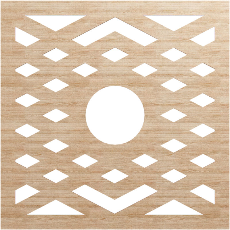 Médaillon 32 po x 8 1/4 po x P 3/8 po à chevrons, noyer, Aulne, H 30 po x l 30 po x P 0,25 po