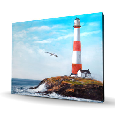 Phare au bord de la mer - Toile blanche
