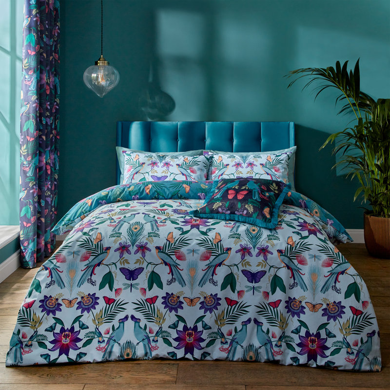 Mya Tropical Floral Reversible Duvet Cover Set, 200 x 200 cm