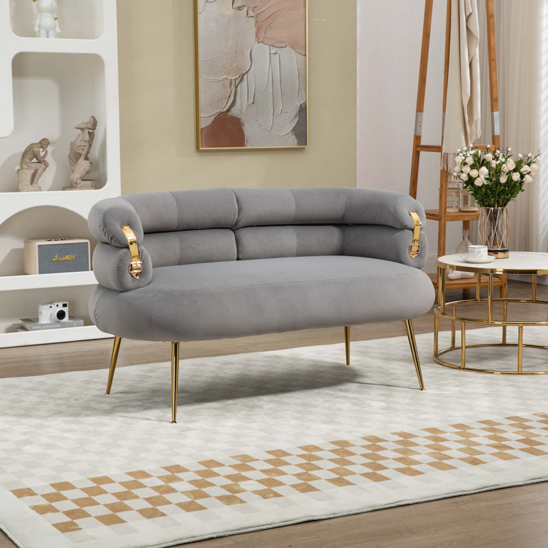 Chaise d'appoint avec pieds dorés, Velours gris