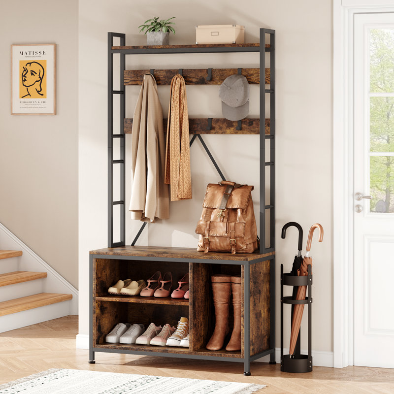 Metal Freestanding 8 - Hook Coat Rack, Brown