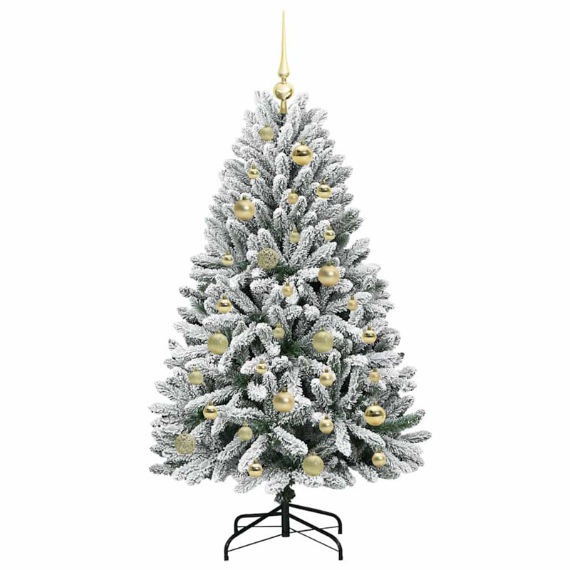 Artificial Christmas Tree Green and White PVC and Metal, 3.94 ft